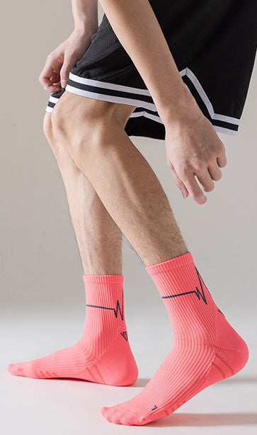 Electrocardiogram Professional sports mid-tube socks for running sweat absorbing