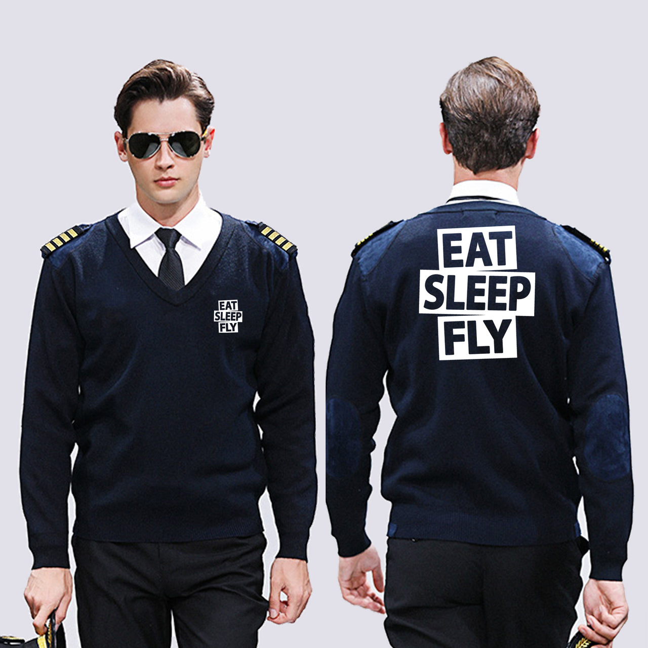 Eat Sleep Fly Designed Wool Pilot Sweaters