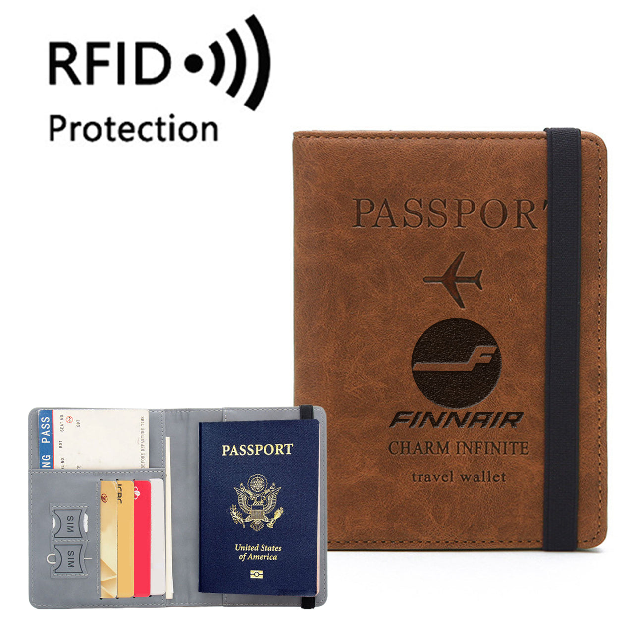 Finnair Airlines Designed Passport Cover Travel Wallet Passport Holder