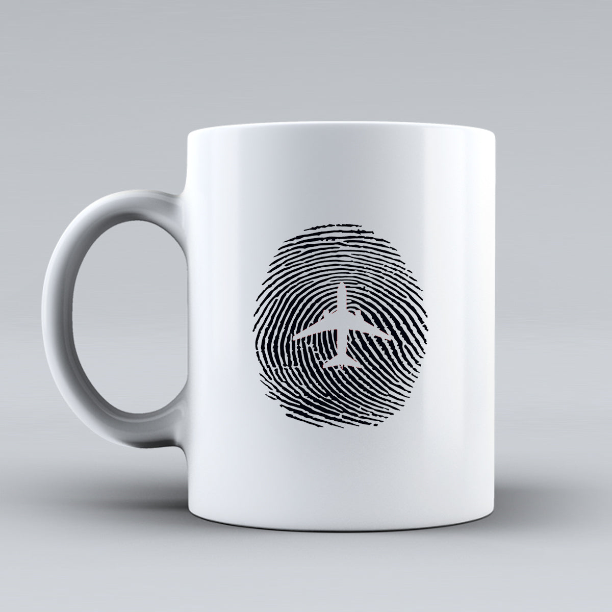 Aviation Finger Print Designed Ceramic White Mugs