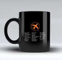 Thumbnail for Aviation Alphabet 2 Designed Black Mugs