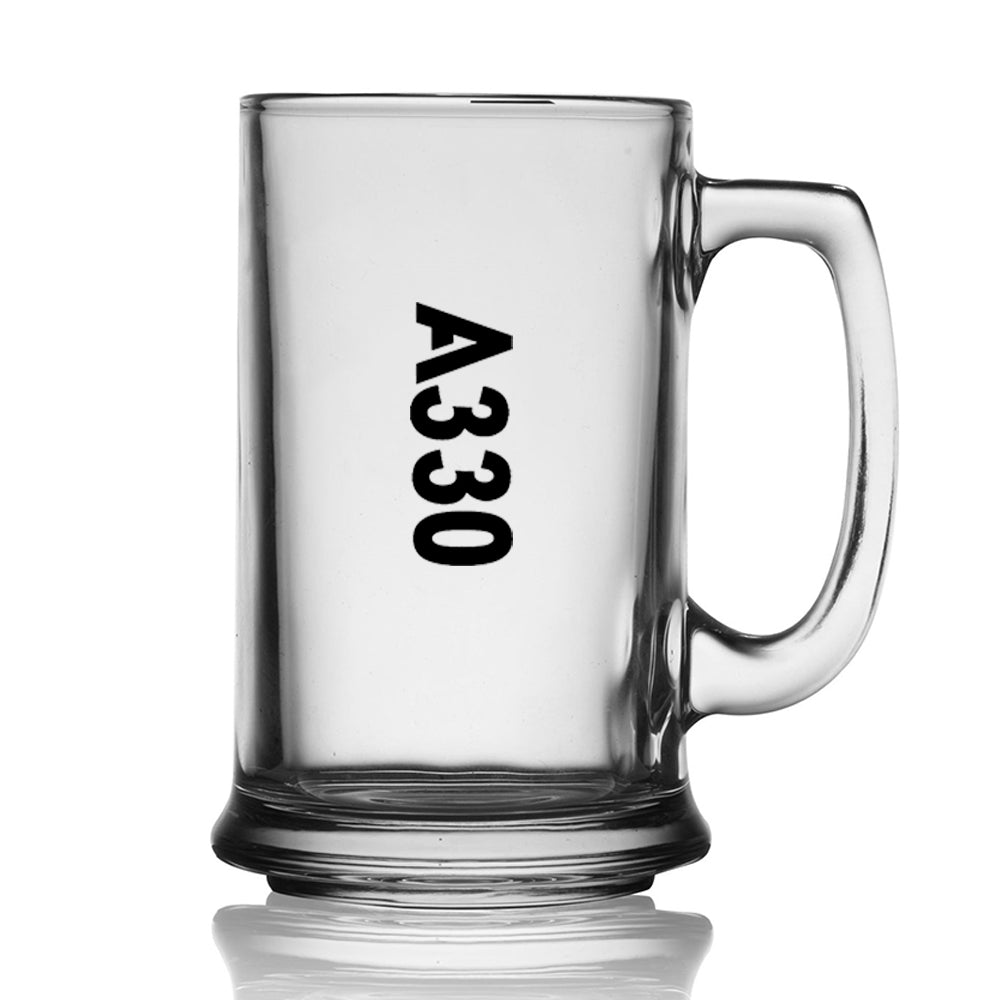 A330 Text Designed Beer Glass with Holder