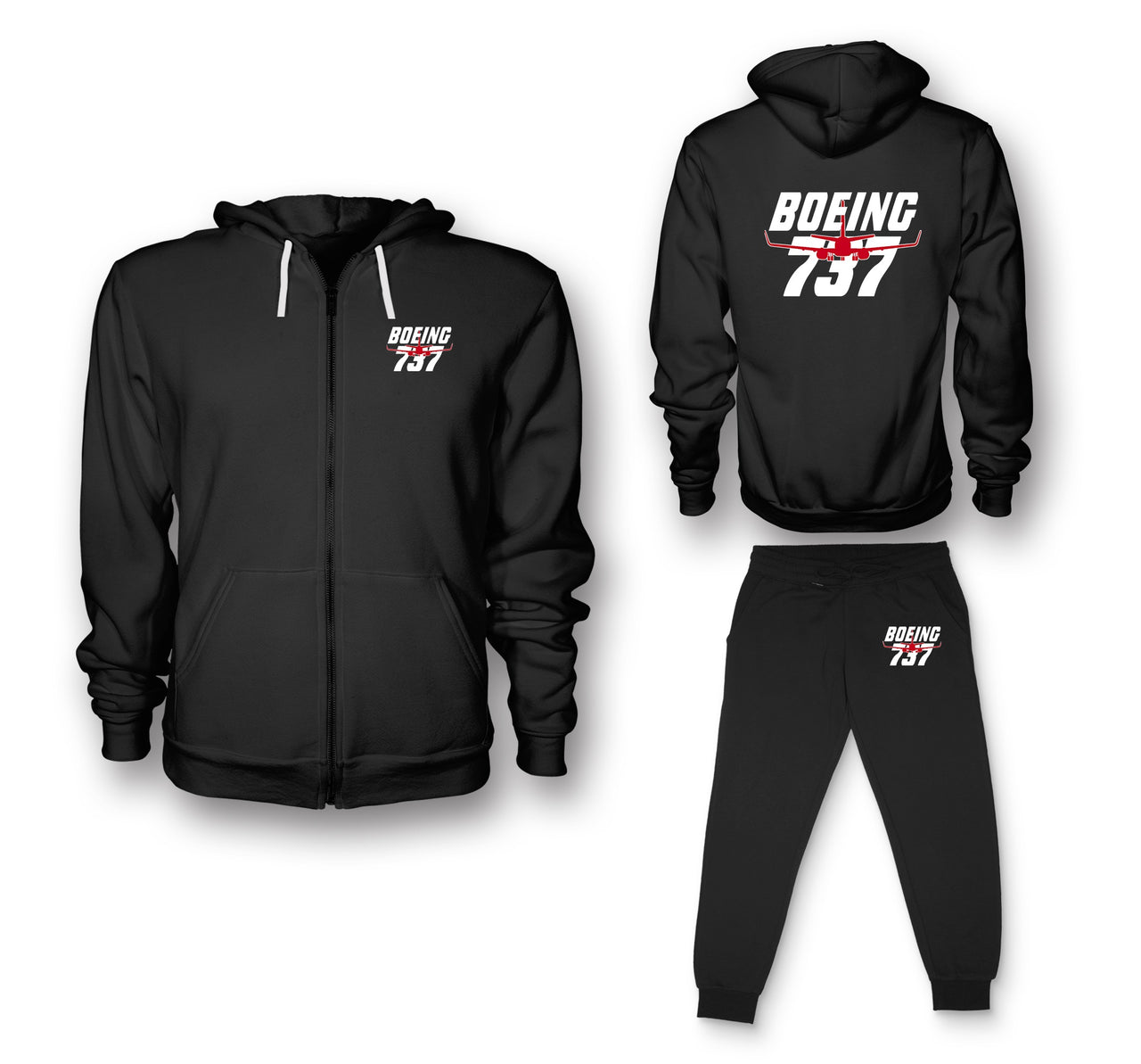 Amazing Boeing 737 Designed Zipped Hoodies & Sweatpants Set