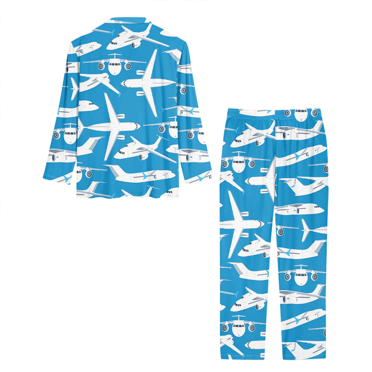 Big Airplanes Designed Women Button Pajamas
