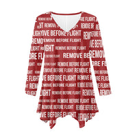 Thumbnail for Remove Before Flight 3-Red Designed Women Lrregular V-neck Skirts