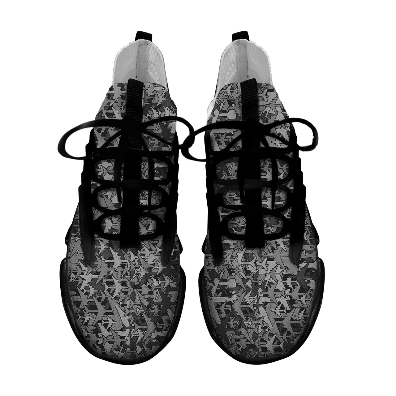 Dark Coloured Airplanes Designed Fashion Running Shoes