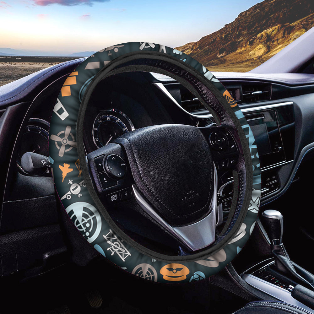 Aviation Icons Designed Car Steering Wheel Cover