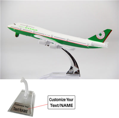 Eva Air Boeing 747 Airplane Model (16CM) aviation themed 16-18cm scale model aircraft, diecast metal.
