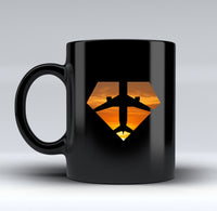 Thumbnail for Supermen of The Skies (Sunset) Designed Black Mugs