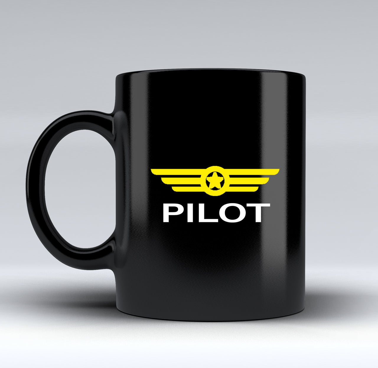 Pilot & Badge Designed Black Mugs