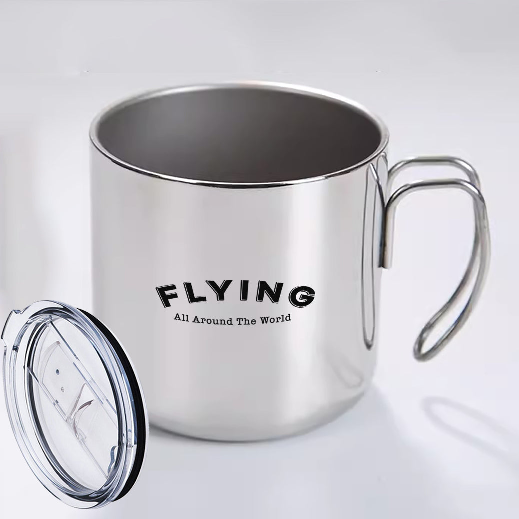 Flying All Around The World Designed Stainless Steel Portable Mugs