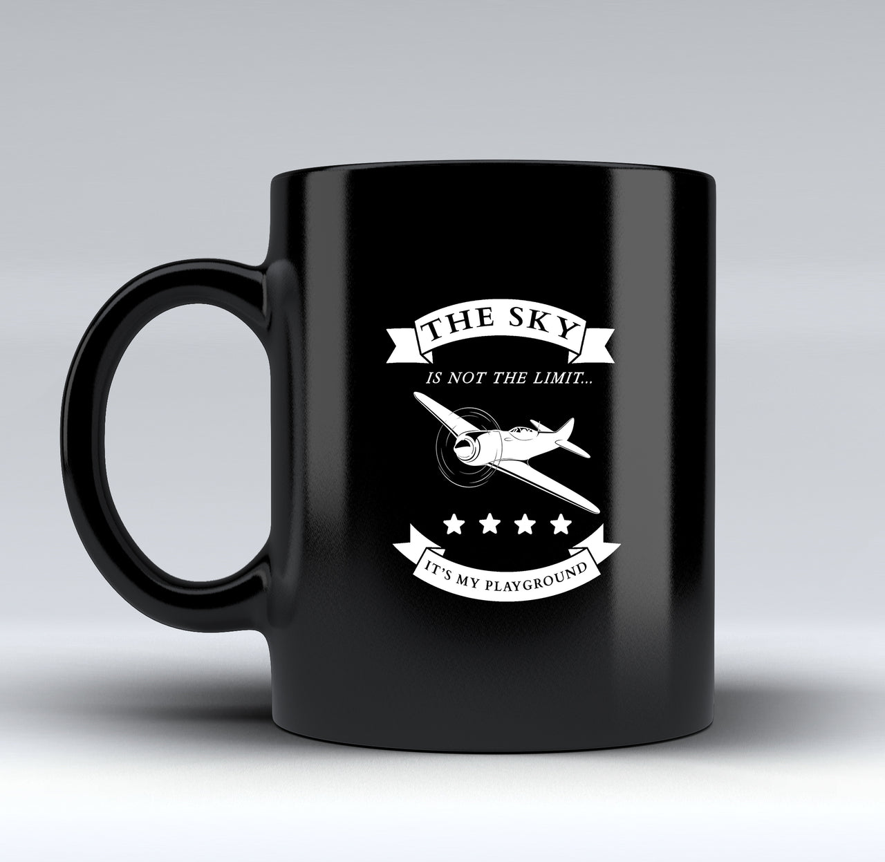 The Sky is not the limit, It's my playground Designed Black Mugs