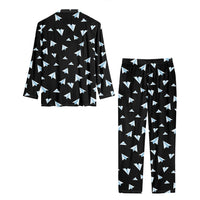 Thumbnail for Paper Airplanes (Black) Designed Women Button Pajamas