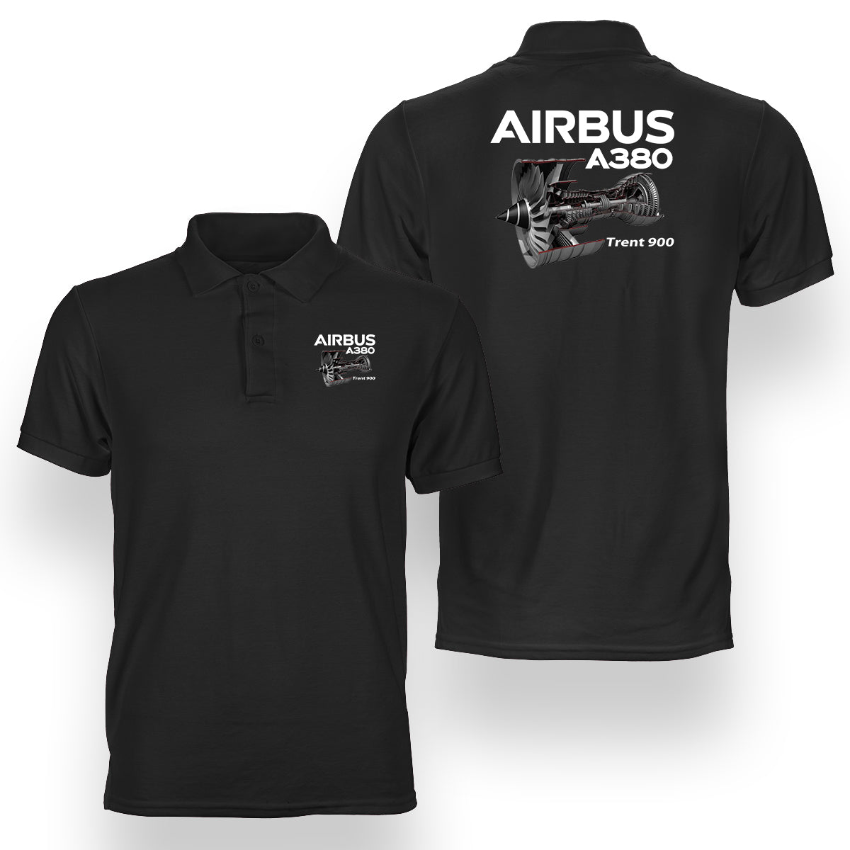 Airbus A380 & Trent 900 Engine Designed Double Side Polo T-Shirts