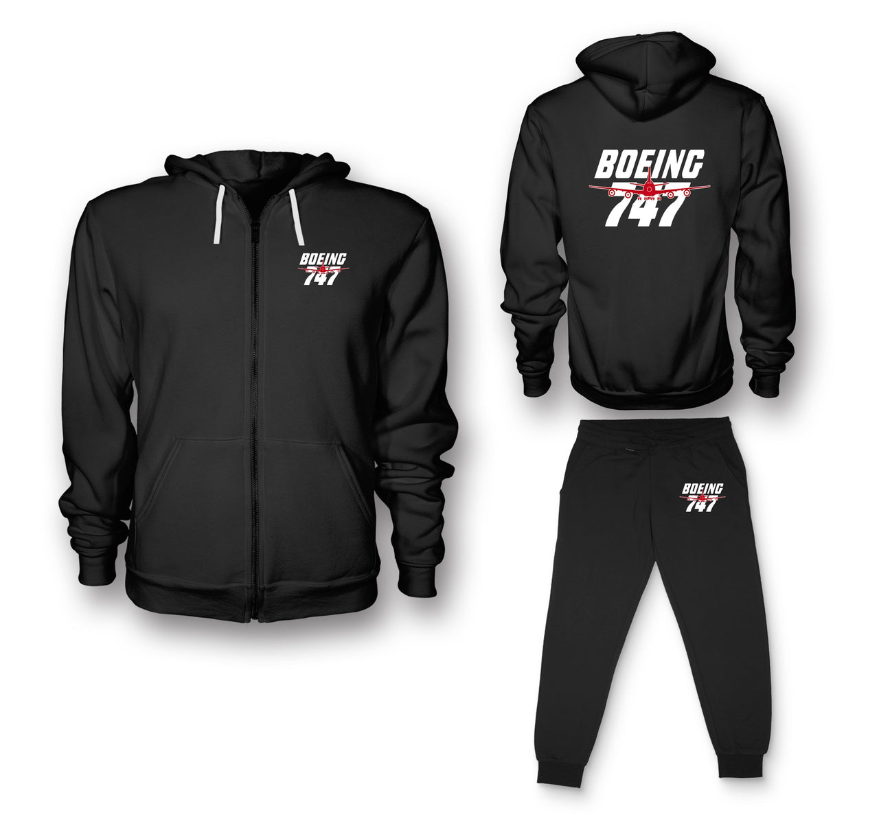Amazing Boeing 747 Designed Zipped Hoodies & Sweatpants Set