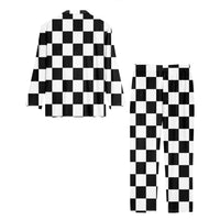 Thumbnail for Black & White Boxes Designed Women Button Pajamas