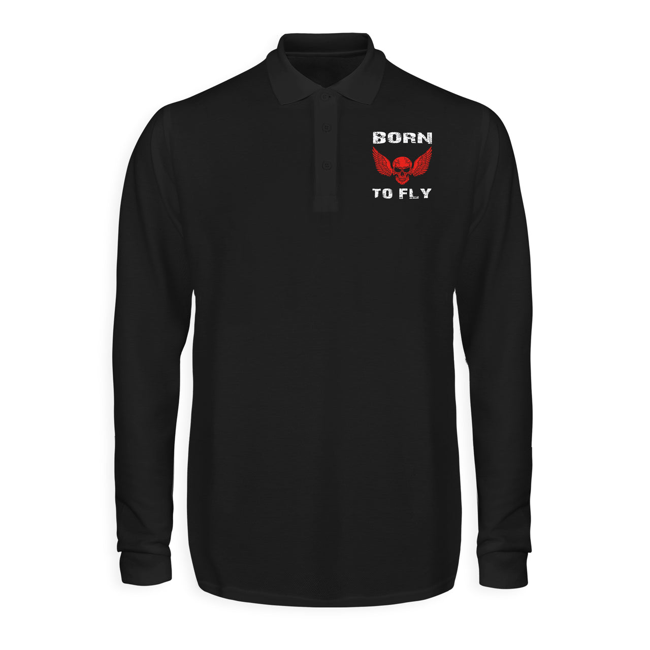 Born To Fly SKELETON Designed Long Sleeve Polo T-Shirts