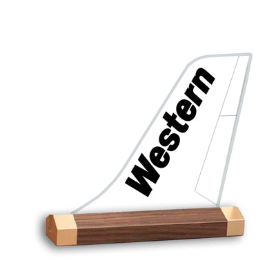 Western Airlines Tail Logo Desk Models aviation design on premium acrylic and metal 3D airplane tail craft.