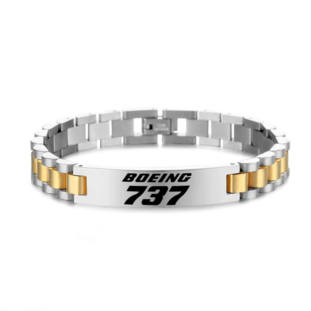 Boeing 737 & Text Designed Stainless Steel Chain Bracelets