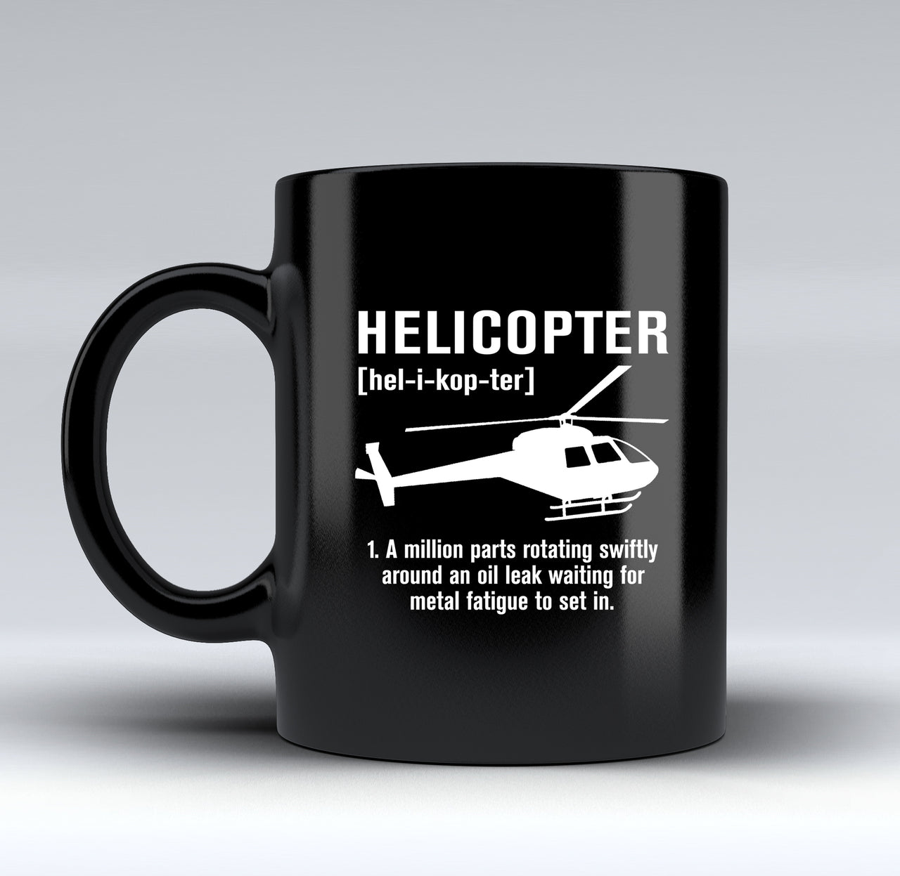 Helicopter [Noun] Designed Black Mugs
