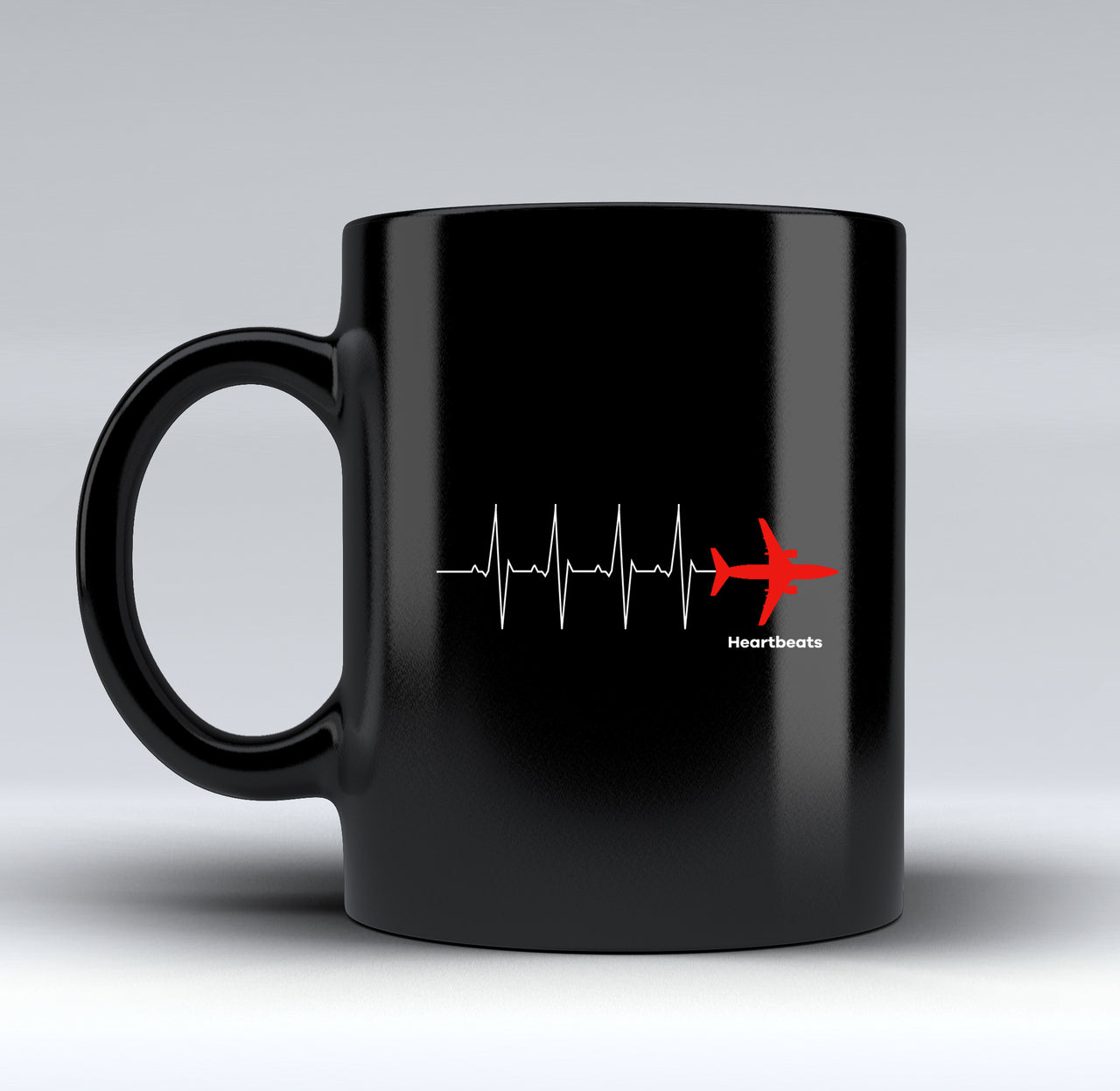 Aviation Heartbeats Designed Black Mugs