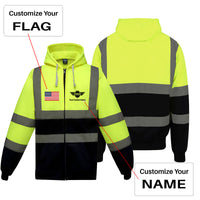 Thumbnail for Custom Name (Badge 5) Designed Reflective Zipped Hoodies