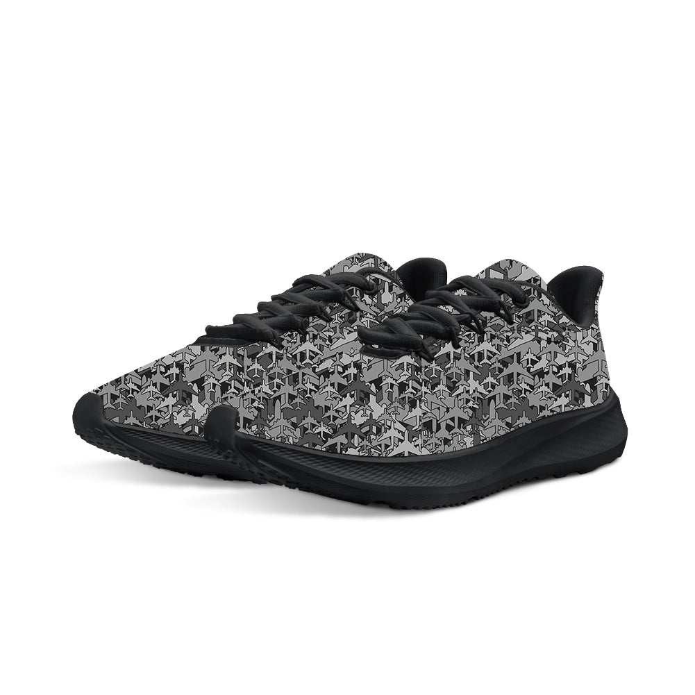 Dark Coloured Airplanes Designed Breathable Sport Shoes