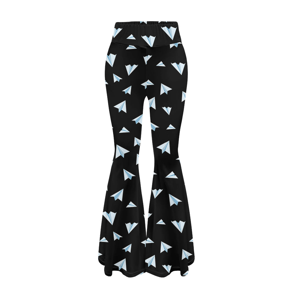Paper Airplanes (Black) 2 Designed Women Yoga Flared Pants