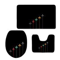 Thumbnail for Black & White Super Travel Icons Black Designed Toilet Seat Cover Three-piece Set