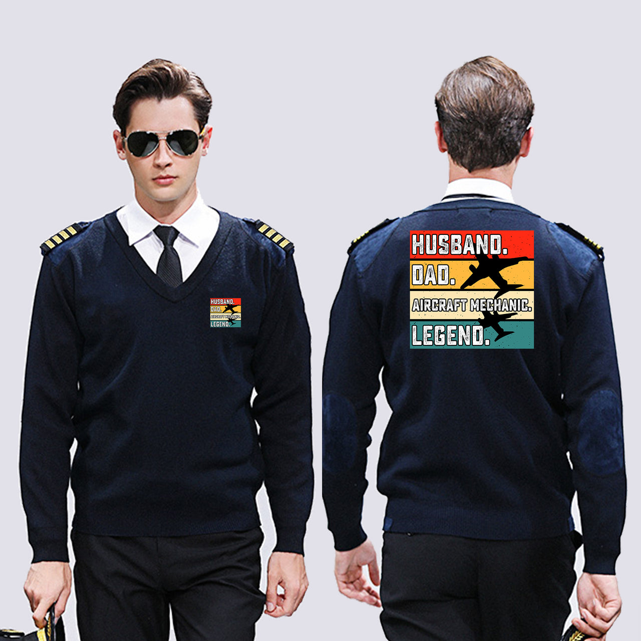 Husband & Dad & Aircraft Mechanic & Legend Designed Wool Pilot Sweaters