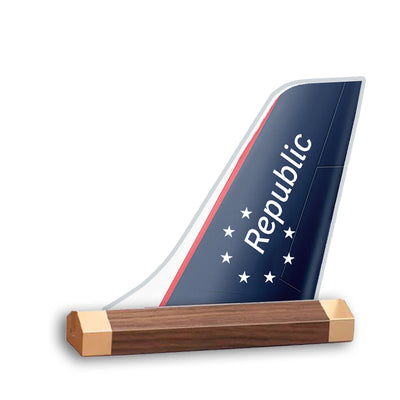 Republic Airlines Tail Logo Desk Models aviation design on premium acrylic and metal 3D airplane tail craft.