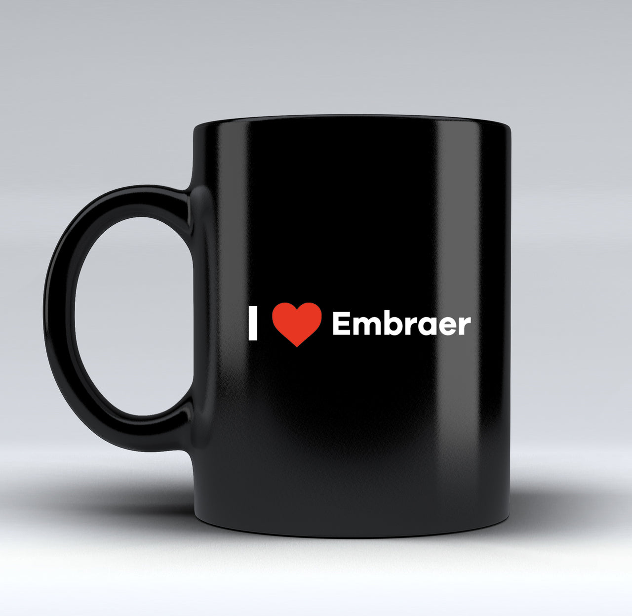 I Love Embraer Designed Black Mugs