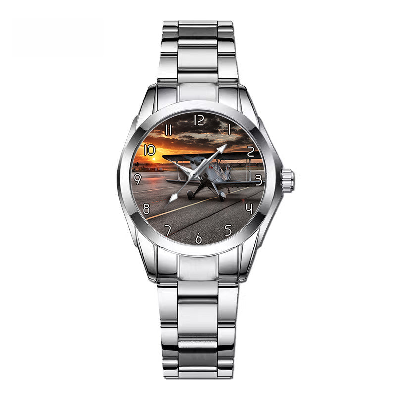 Beautiful Show Airplane Designed Stainless Steel Band Watches