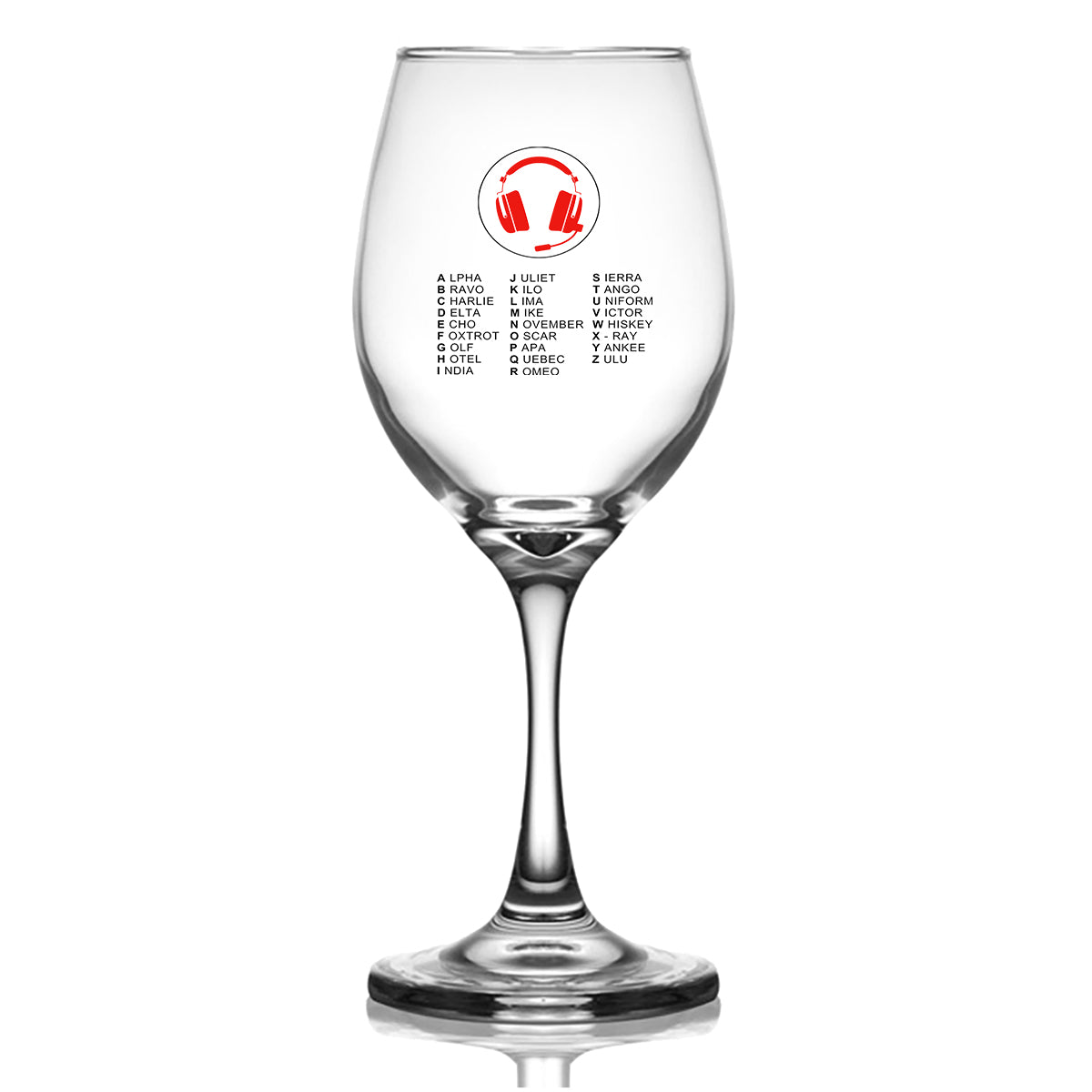 Aviation Alphabet 3 Designed Wine Glasses