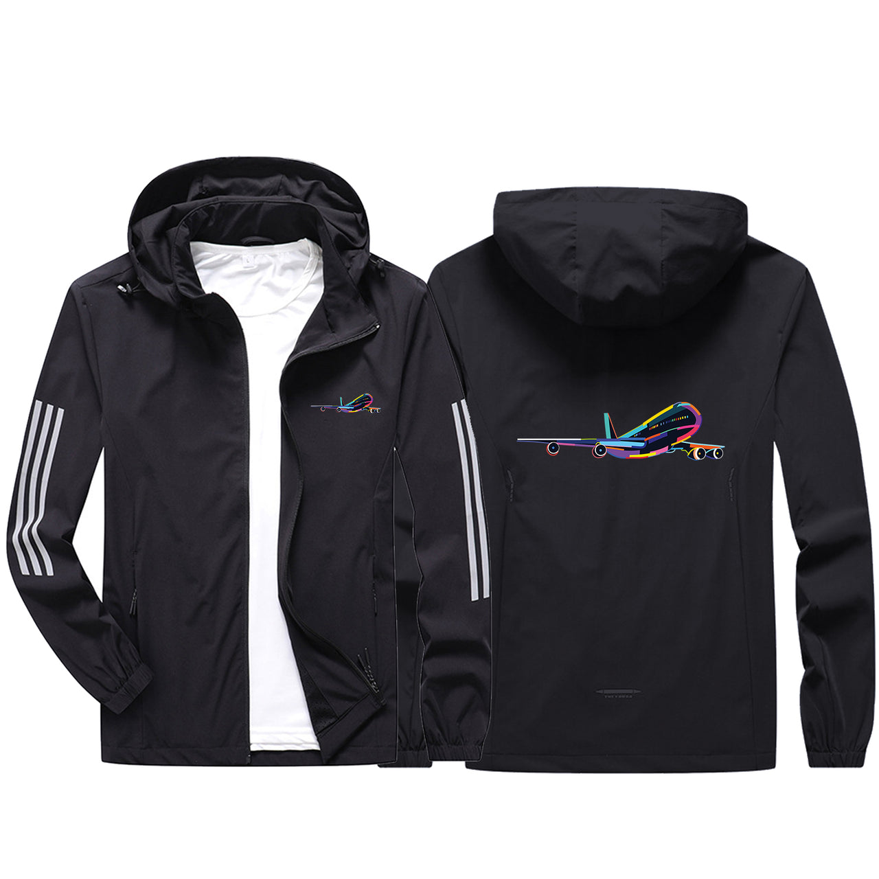 Multicolor Airplane Sport & Running Jackets