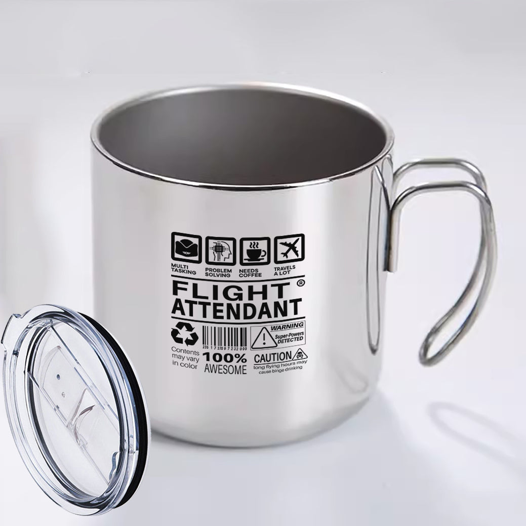 Flight Attendant Label Designed Stainless Steel Portable Mugs