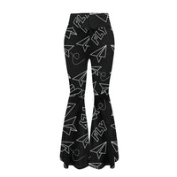 Thumbnail for Paper Airplane & Fly Black 2 Designed Women Yoga Flared Pants