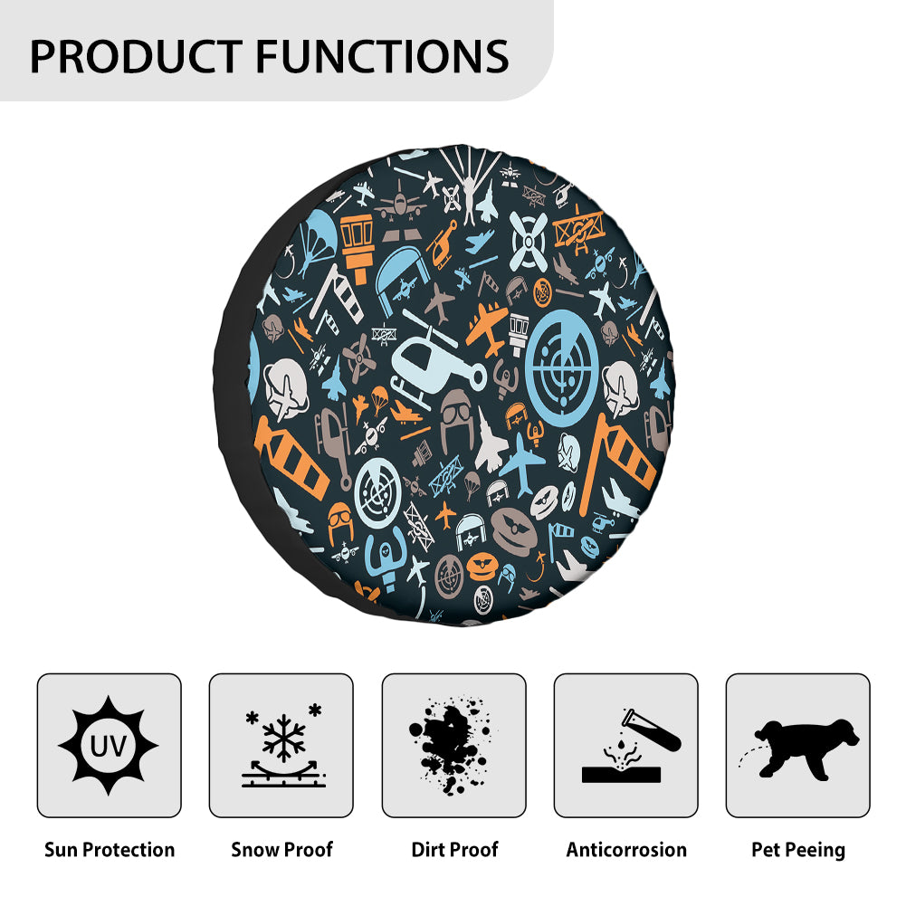 Aviation Icons 2 Designed Tire Cover Cases