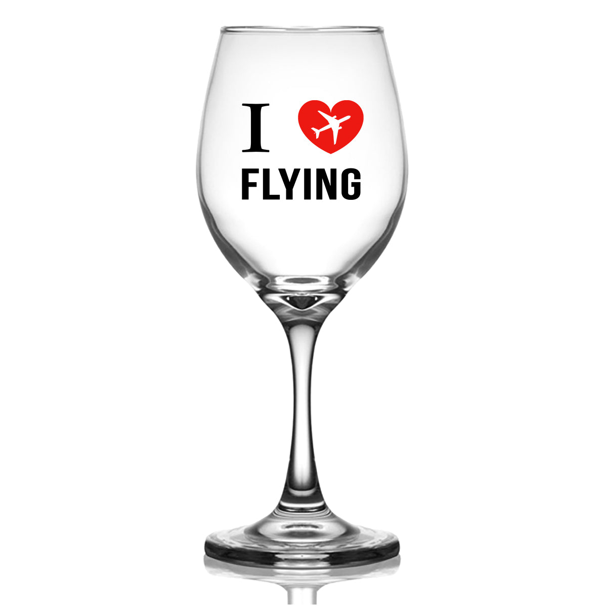 I Love Flying Designed Wine Glasses