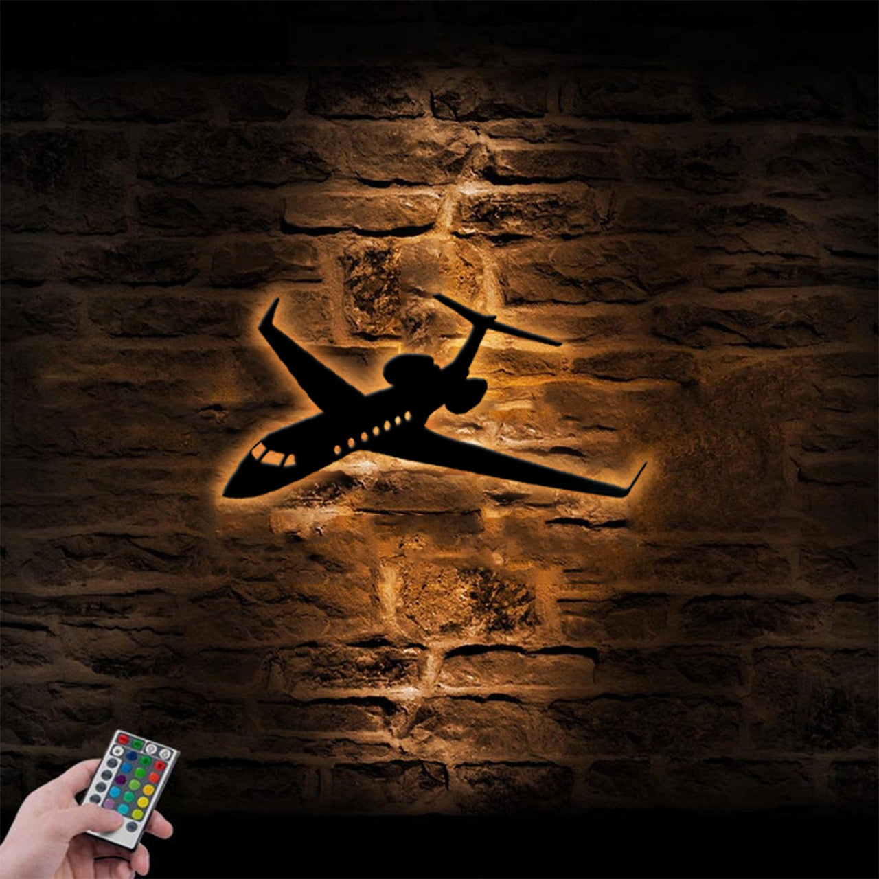 Amazing Business Jet Aircraft (FL-14) Designed Metal Wall Art LED Light
