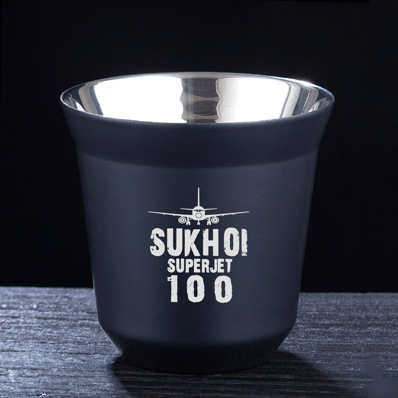 Sukhoi Superjet 100 & Plane Designed Double Wall Stainless Steel Coffee Mugs