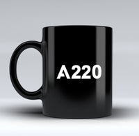 Thumbnail for A220 Flat Text Designed Black Mugs