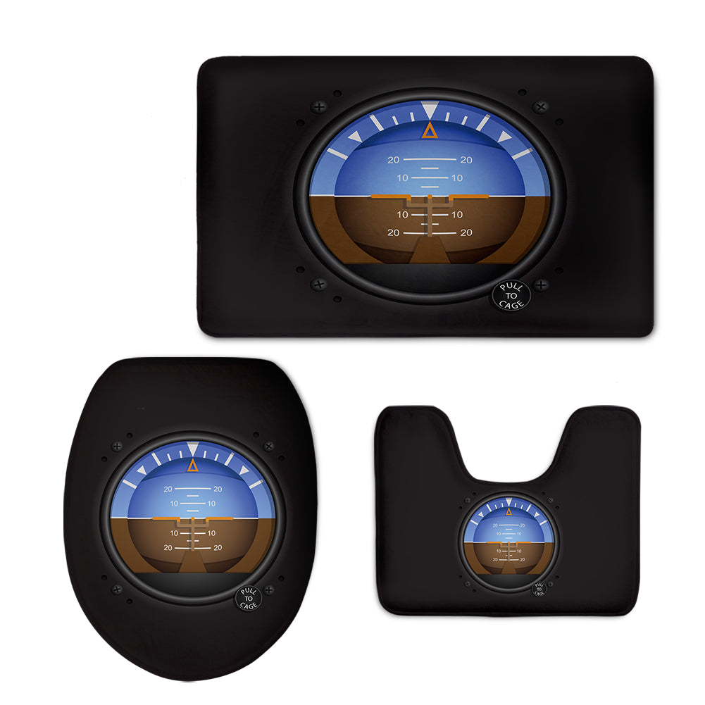 Airplane Instruments-Gyro Horizon Designed Toilet Seat Cover Three-piece Set