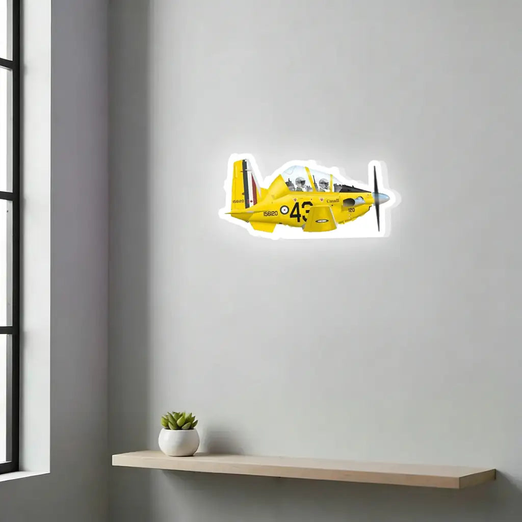United States Army Air Forces T-6 Texan Trainer Yellow Inductive Wall Led Aircraft & 3D Lamp