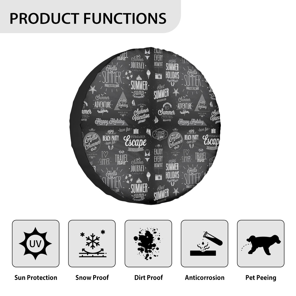 Black & White Super Travel Icons 2 Designed Tire Cover Cases