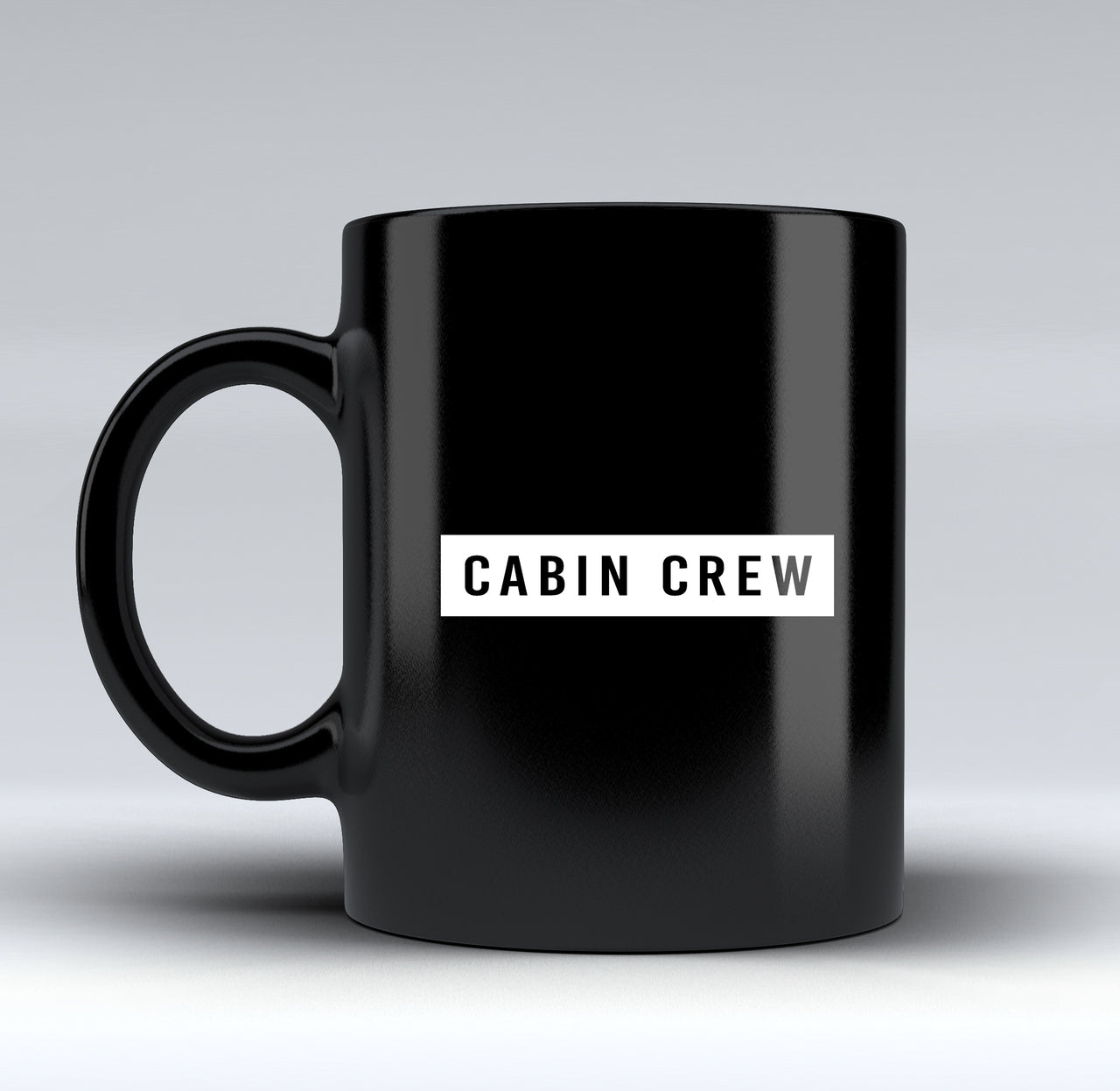 Cabin Crew Text Designed Black Mugs