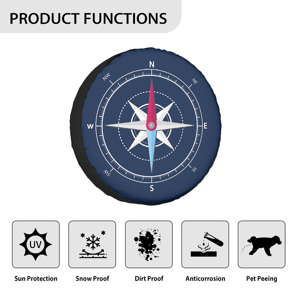 Blue Stylish Compass Designed Designed Tire Cover Cases