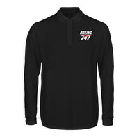 Thumbnail for Amazing Boeing 747 Designed Long Sleeve Polo T-Shirts