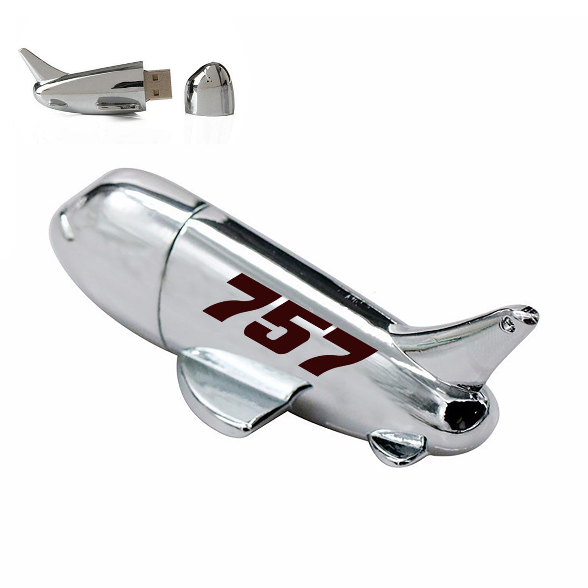 757 Flat Text Designed Airplane Shape USB Drives
