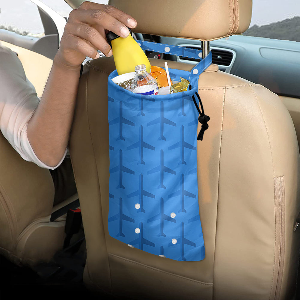 Blue Seamless Airplanes 2 Designed Car Folding Garbage Bags